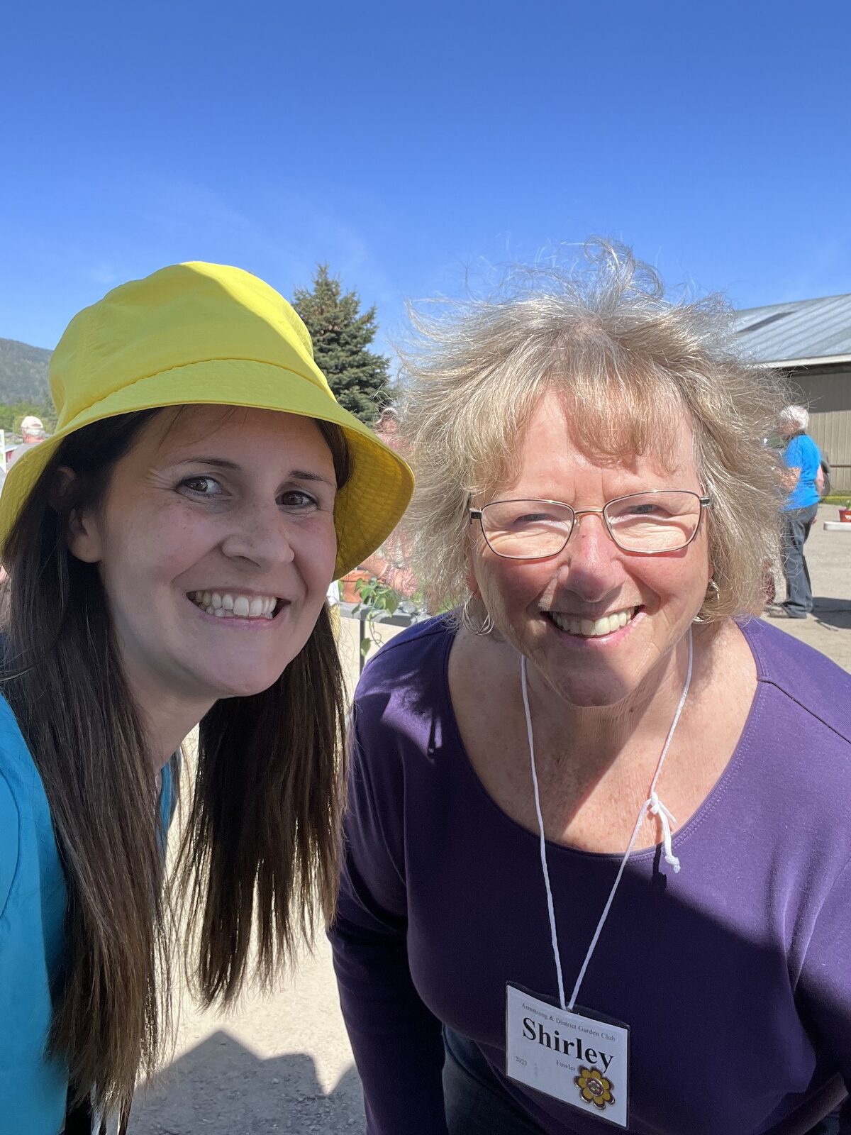 mary jane howie and shirley fowler at the armstrong plant sale